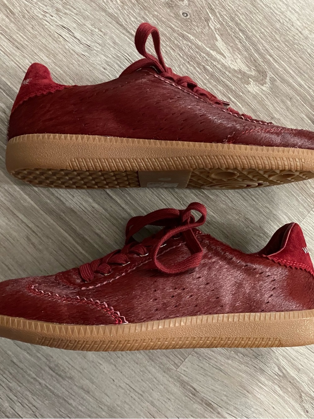 Red Pony Hair Low-Top Sneakers with Gum Sole